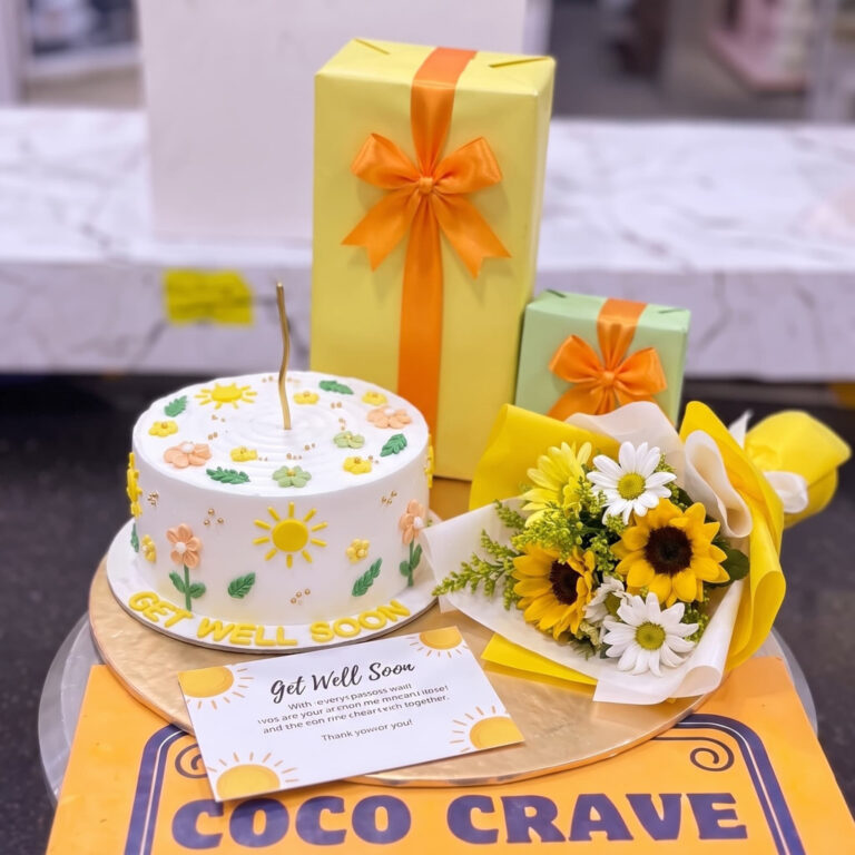 Sunflower Get Well Soon Cake and Gift Bouquet in Lahore