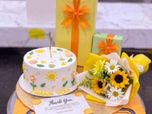 Sunflower Thank You Cake and Gift Bouquet in Lahore