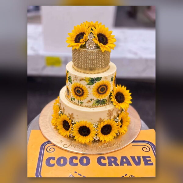 Sunflower Three Tier Cake in Lahore — delivered in Sabzazar, Lahore