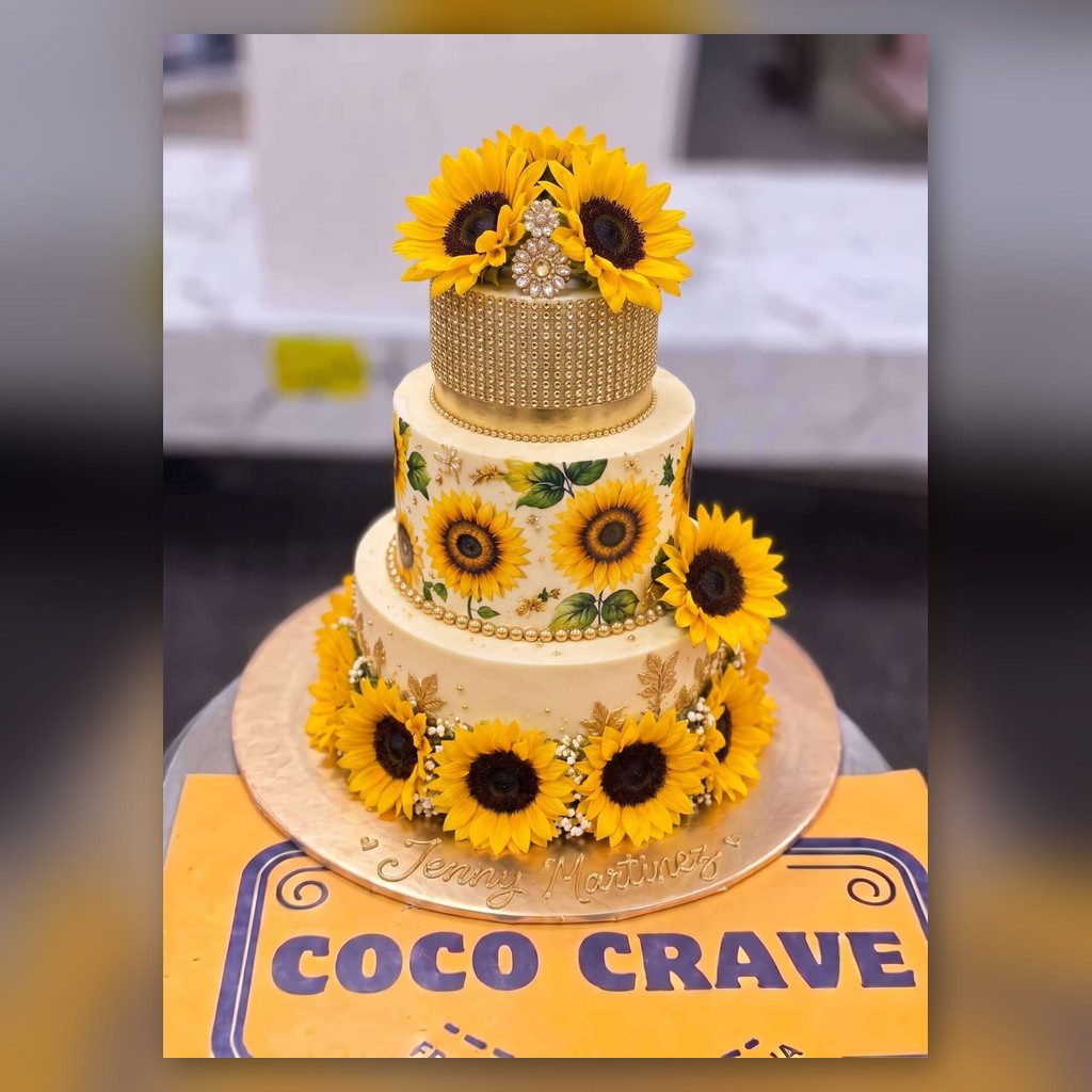 Sunflower Three Tier Cake in Lahore Sunflower Three Tier Cake in Lahore — CocoCrave.pk Lahore