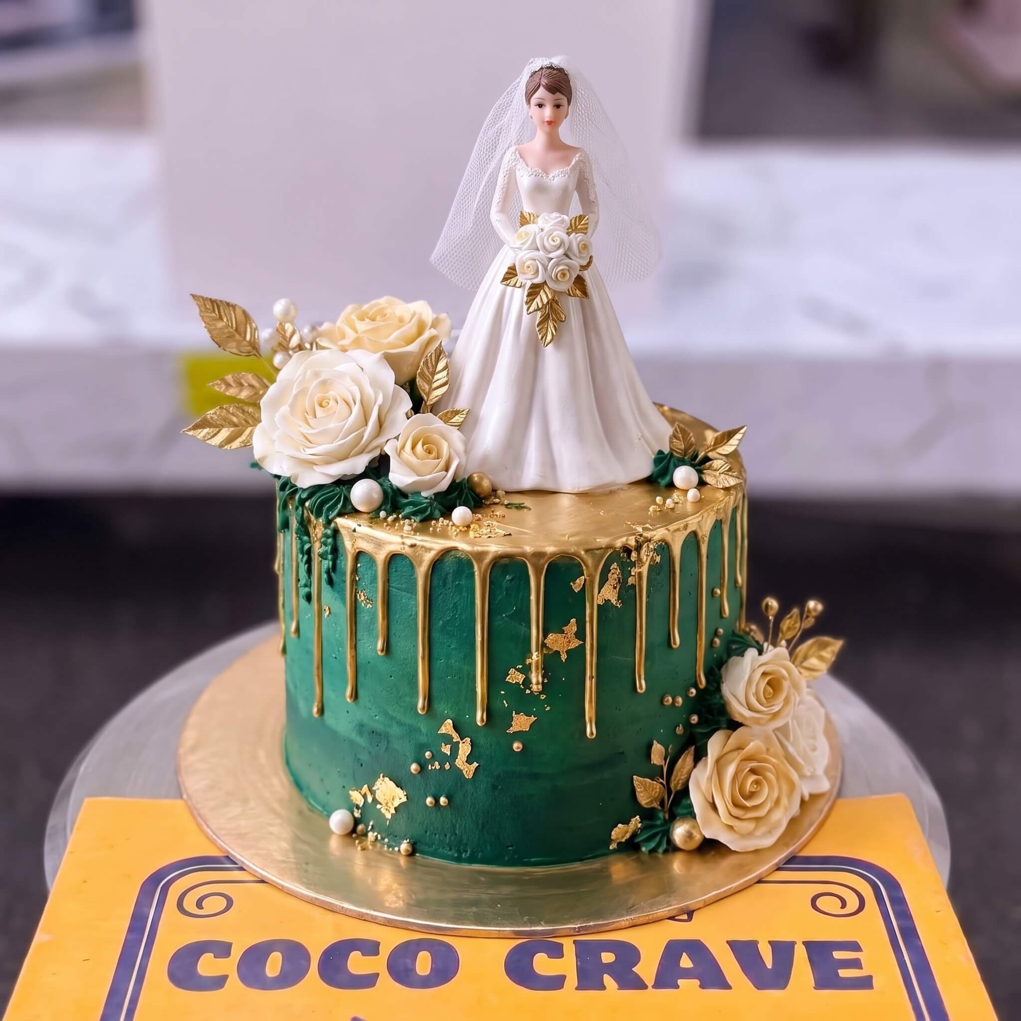Teal Gold Drip Bride Cake in Lahore Teal Gold Drip Bride Cake in Lahore — CocoCrave Lahore