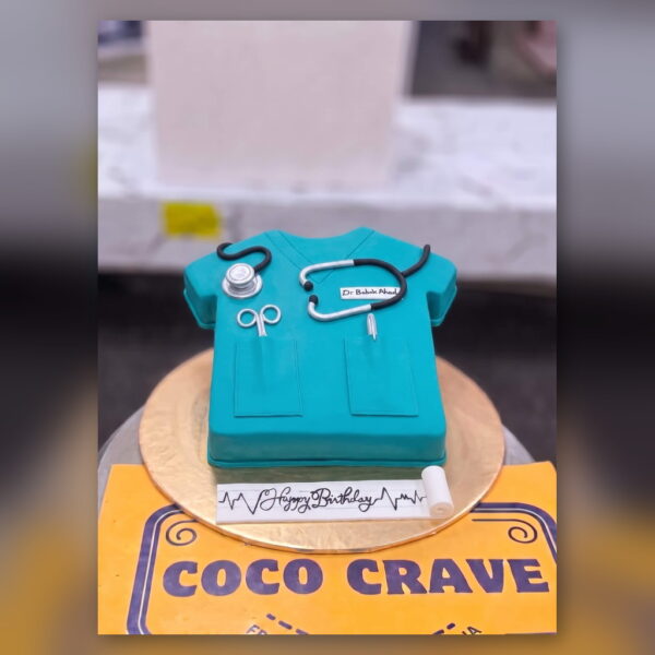 Teal Nurse Scrubs Cake in Lahore — delivered in Lake City, Lahore