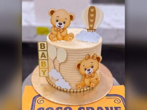 Teddy Bear Hot Air Balloon Baby Cake in Lahore