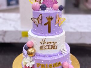 Three Tier Purple Butterfly Cake in Lahore