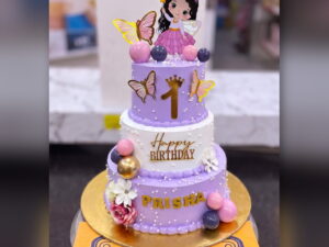 Three Tier Purple Butterfly Cake in Lahore