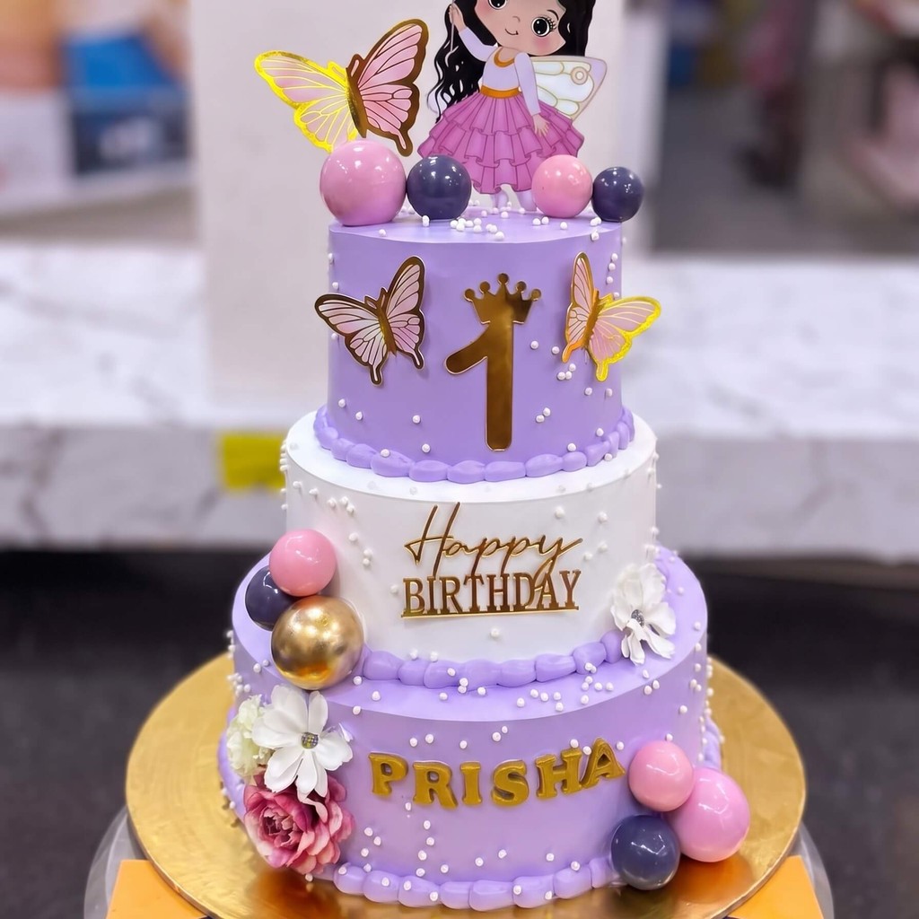 Three Tier Purple Butterfly Cake in Lahore Three Tier Purple Butterfly Cake by CocoCrave.pk in Lahore