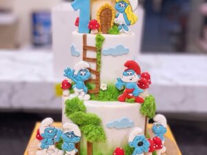 Three Tier Smurfs Cake in Lahore