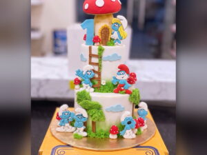 Three Tier Smurfs Cake in Lahore