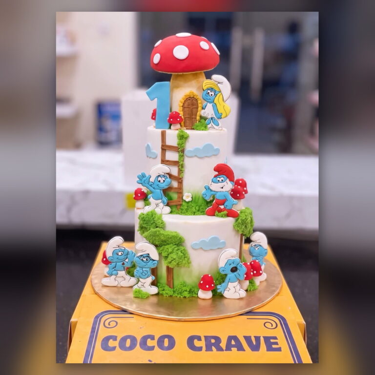 Three Tier Smurfs Cake in Lahore