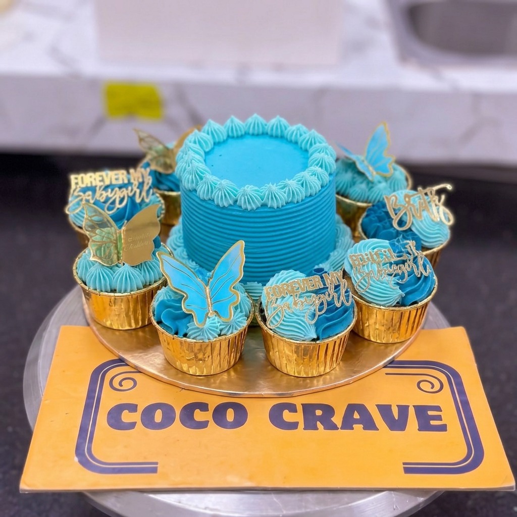Turquoise Bento Cake and Cupcakes Box Turquoise Bento Cake and Cupcakes Box — CocoCrave Lahore