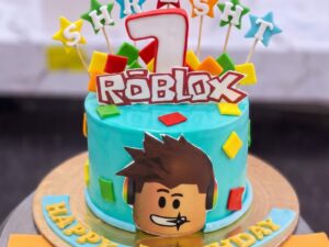 Turquoise Roblox 7th Birthday Cake in Lahore