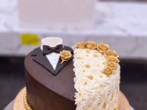 Tuxedo and Gown Chocolate Wedding Cake in Lahore