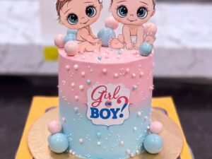 Twin Babies Gender Reveal Cake in Lahore