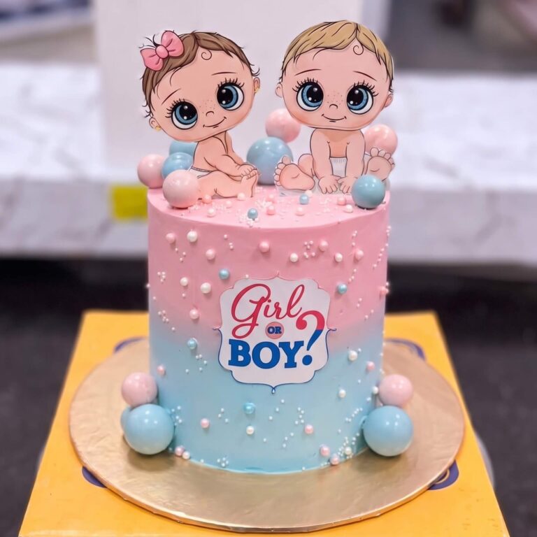 Twin Babies Gender Reveal Cake in Lahore