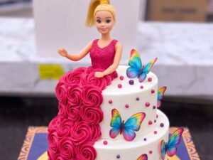 Two Tier Barbie Butterfly Cake in Lahore