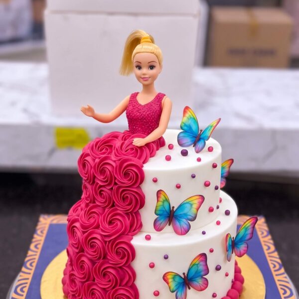 Two Tier Barbie Butterfly Cake in Lahore — delivered in Lake City, Lahore