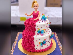 Two Tier Barbie Butterfly Cake in Lahore
