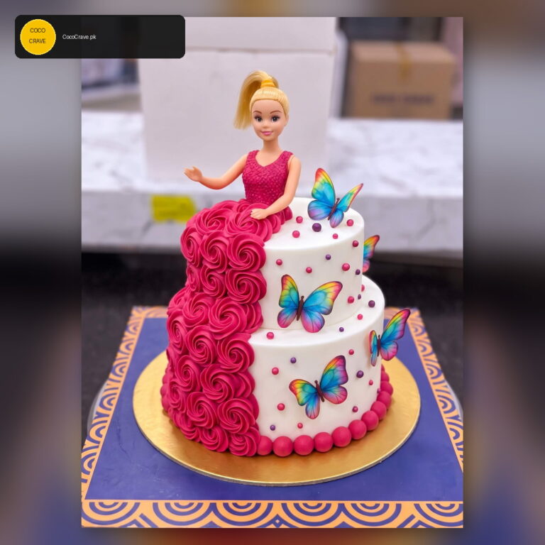 Two Tier Barbie Butterfly Cake in Lahore