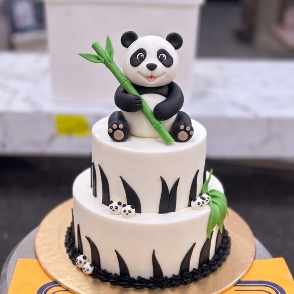 Two Tier Black and White Panda Cake in Lahore — delivered in Lake City, Lahore