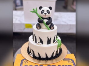 Two Tier Black and White Panda Cake in Lahore