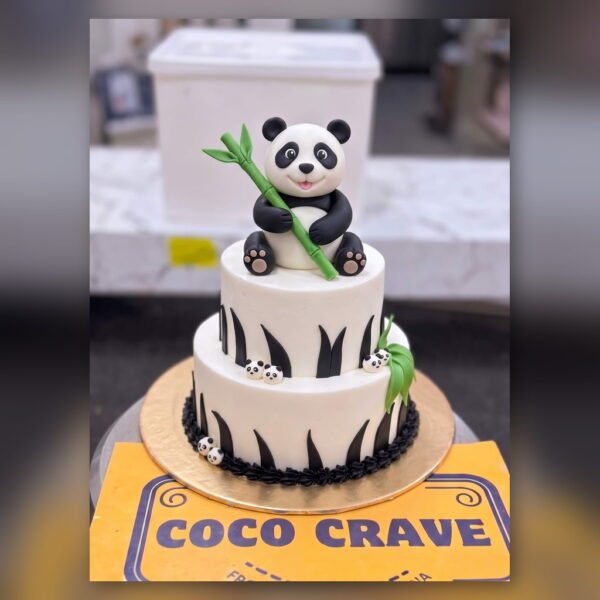 Two Tier Black and White Panda Cake in Lahore — delivered in Lake City, Lahore