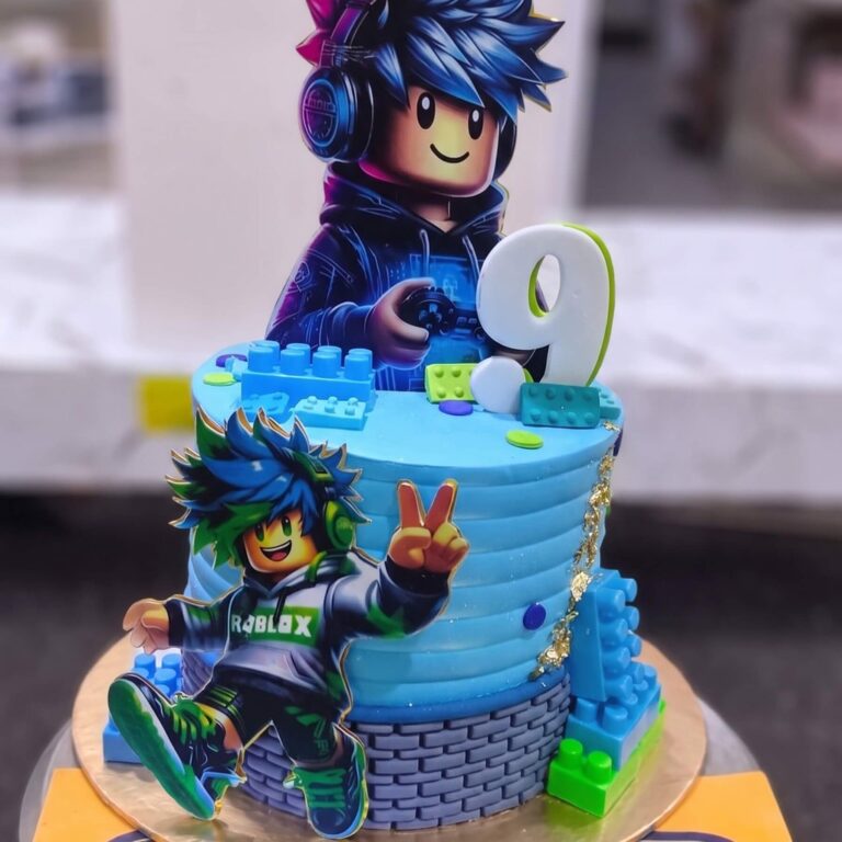 Two Tier Blue Anime Character Cake in Lahore