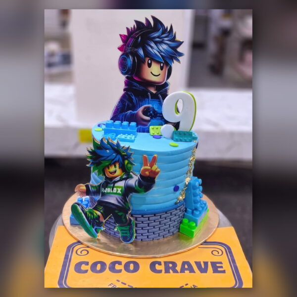 Two Tier Blue Anime Character Cake in Lahore — delivered in Sabzazar, Lahore