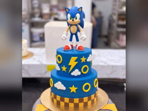 Two Tier Blue Sonic Birthday Cake in Lahore