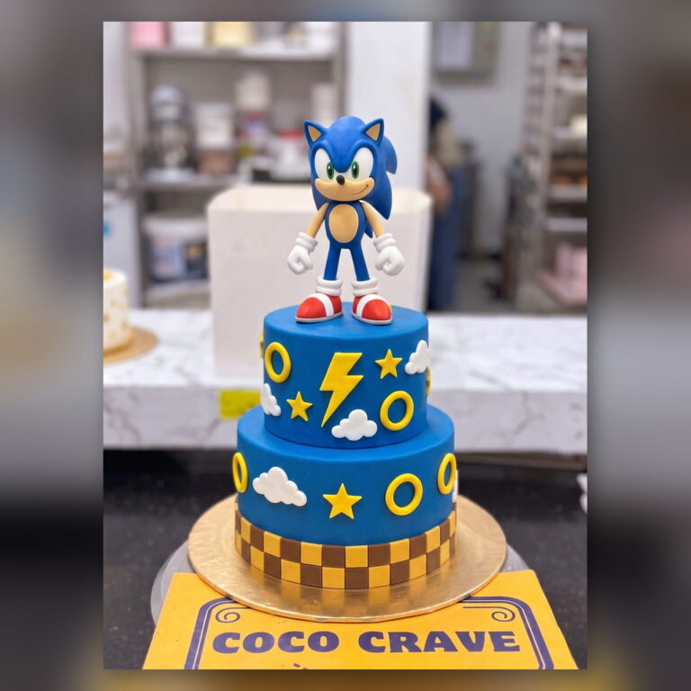 Two Tier Blue Sonic Birthday Cake in Lahore