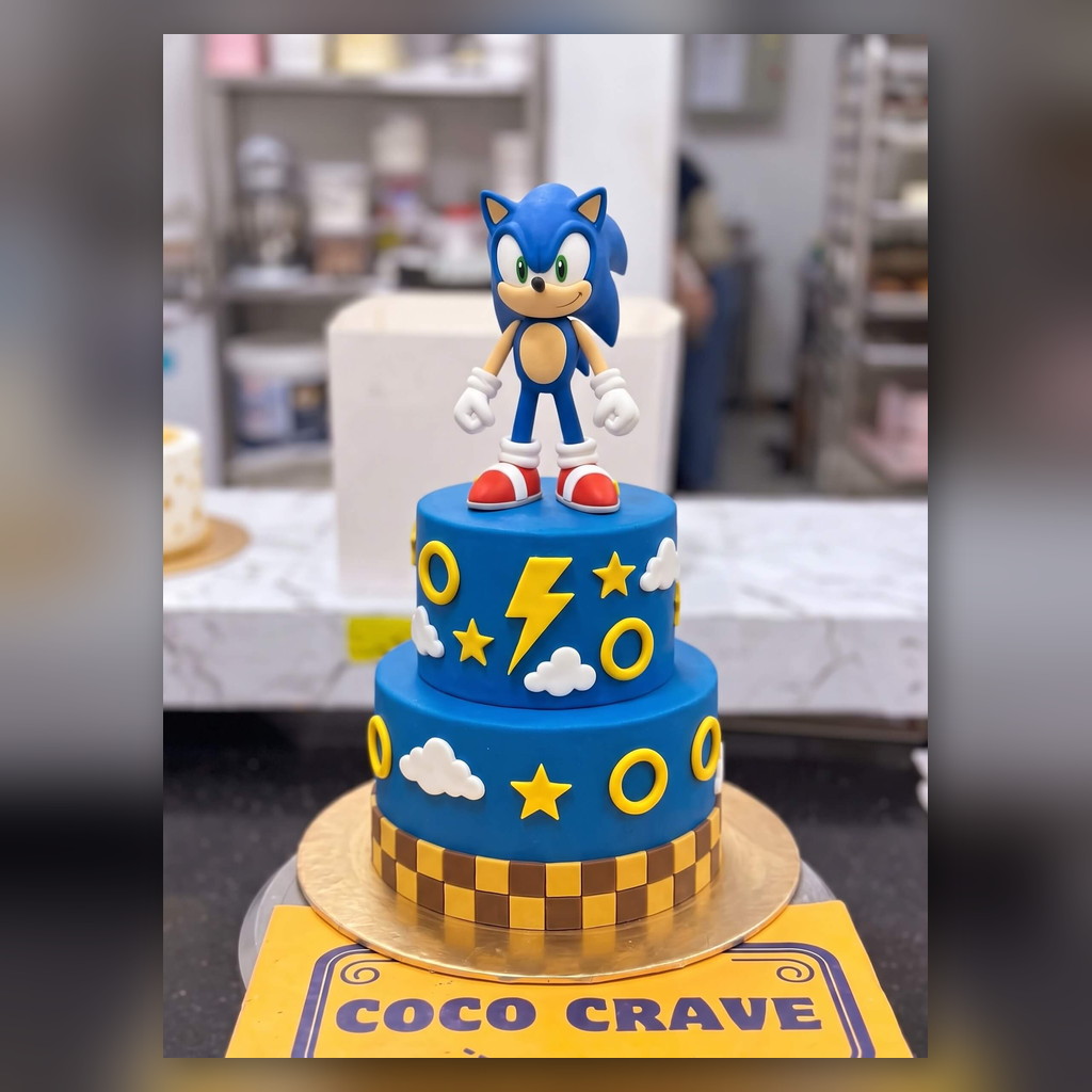 Two Tier Blue Sonic Birthday Cake in Lahore Two Tier Blue Sonic Birthday Cake in Lahore — CocoCrave.pk Lahore