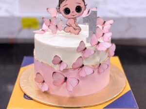 Two Tier Butterfly Baby Girl Cake in Lahore