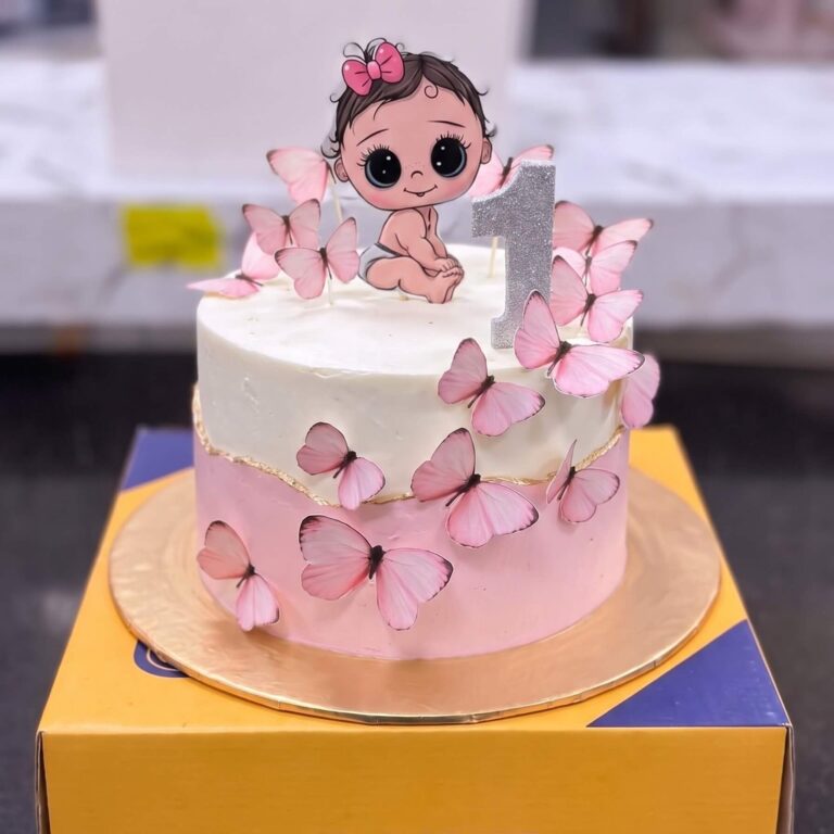 Two Tier Butterfly Baby Girl Cake in Lahore