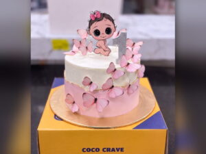 Two Tier Butterfly Baby Girl Cake in Lahore