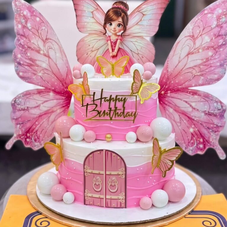 Two Tier Fairy House Cake with Butterfly Wings in Lahore