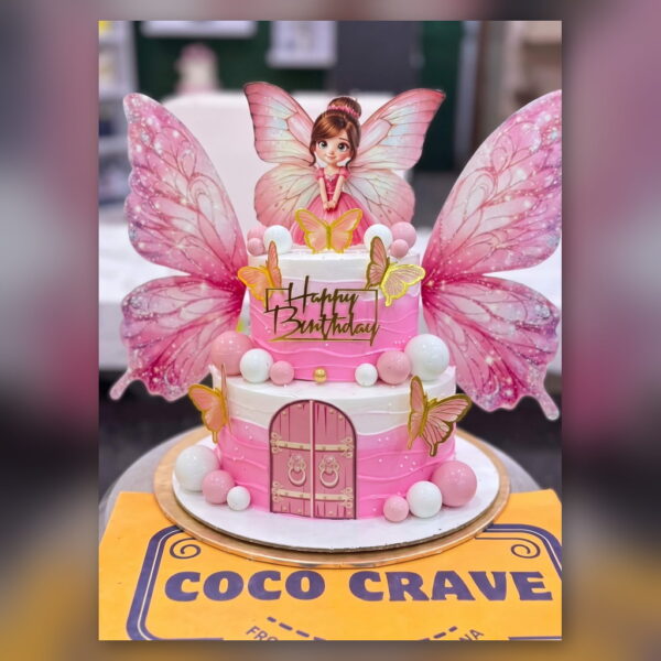 Two Tier Fairy House Cake with Butterfly Wings in Lahore — delivered in Lahore