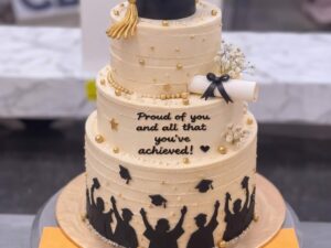 Two Tier Graduation Cake with Cap in Lahore