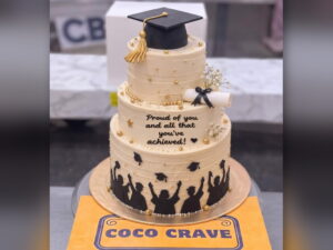 Two Tier Graduation Cake with Cap in Lahore