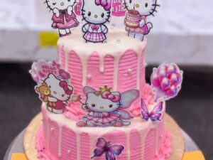 Two Tier Hello Kitty Floral Cake in Lahore