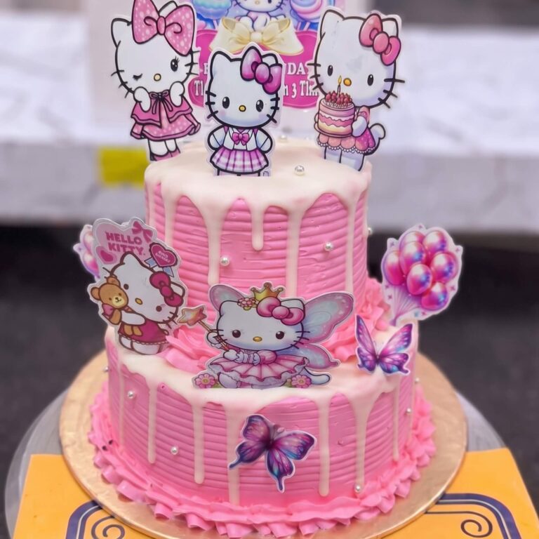 Two Tier Hello Kitty Floral Cake in Lahore