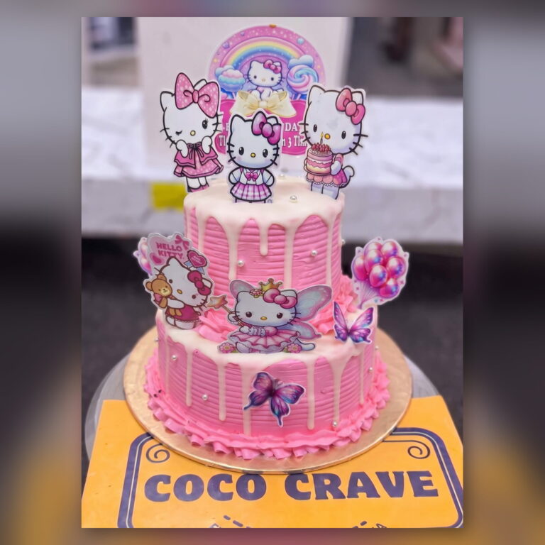 Two Tier Hello Kitty Floral Cake in Lahore