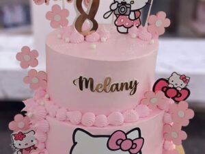 Two Tier Hello Kitty Flowers Cake in Lahore