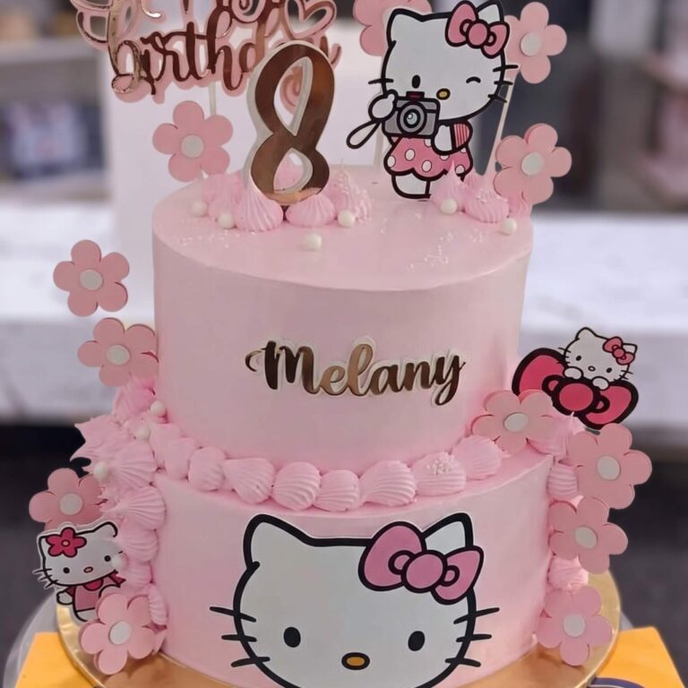 Two Tier Hello Kitty Flowers Cake in Lahore
