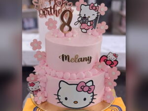 Two Tier Hello Kitty Flowers Cake in Lahore — CocoCrave.pk Lahore