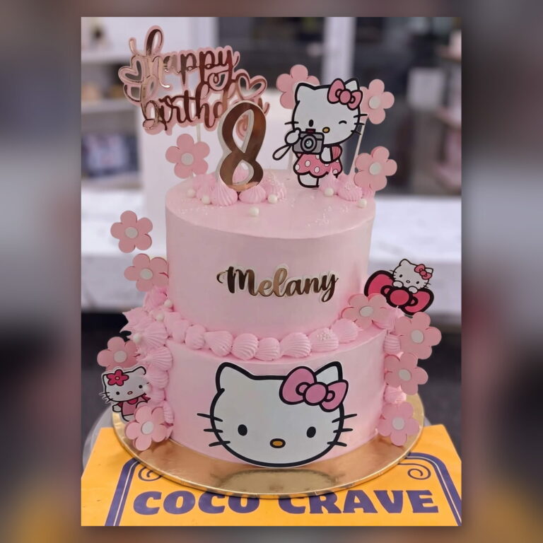 Two Tier Hello Kitty Flowers Cake in Lahore