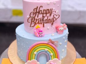 Two Tier Hello Kitty Rainbow Cake in Lahore