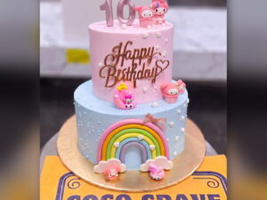 Two Tier Hello Kitty Rainbow Cake in Lahore