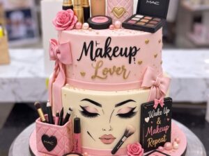 Two Tier Makeup Lover Cake in Lahore
