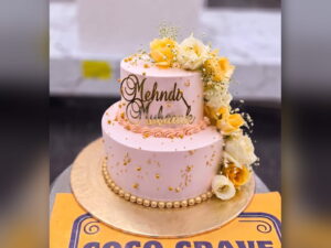 Two Tier Mehndi Cake with Flowers in Lahore — CocoCrave.pk Lahore
