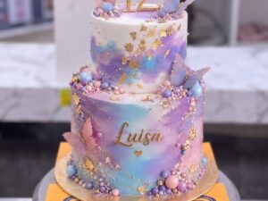 Two Tier Pastel Butterfly Cake in Lahore