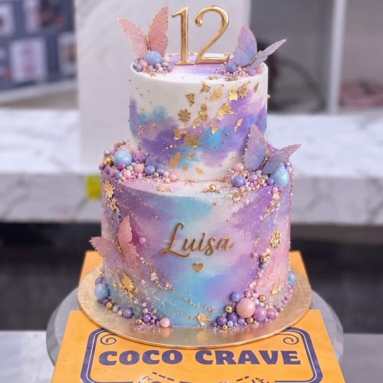 Two Tier Pastel Butterfly Cake in Lahore